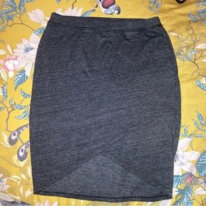 Splendid Skirt Tulip Wrap Front Stretch Cotton Knit Gray Small